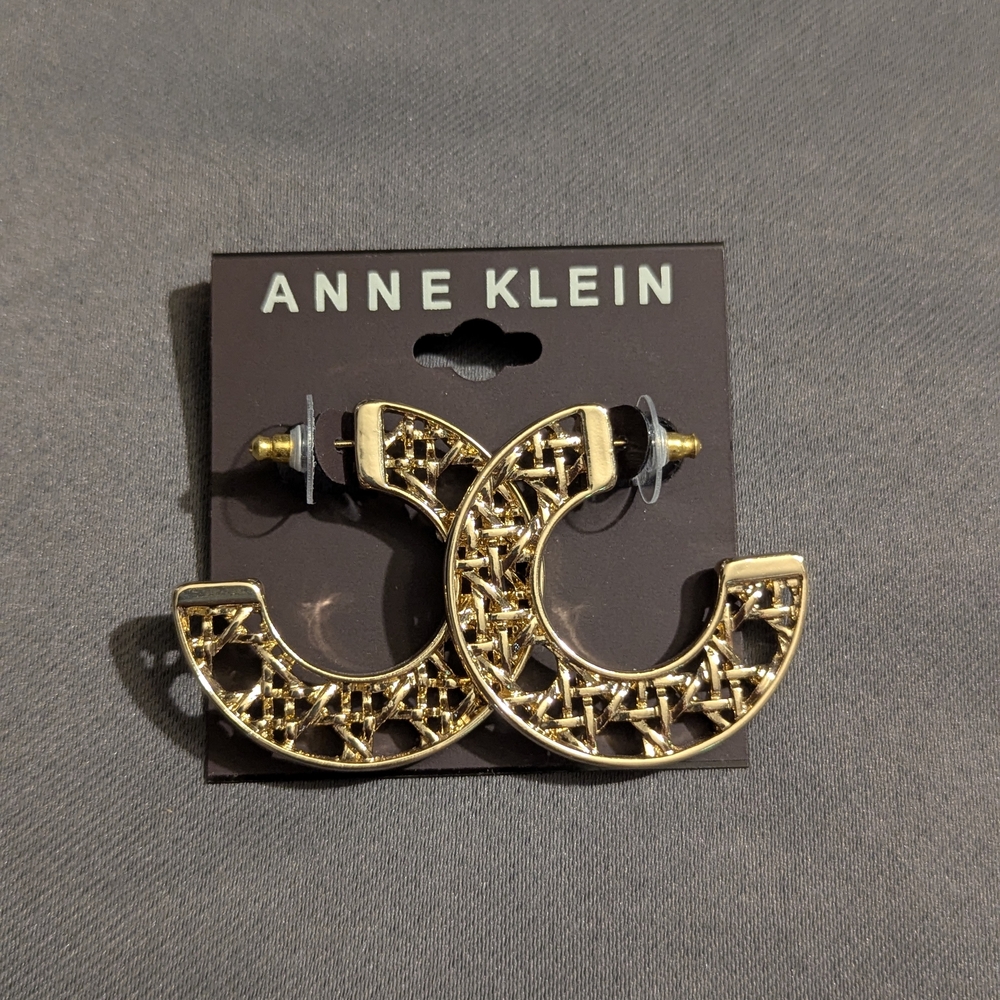 Anne Klein Gold Lattice Hoop Earrings